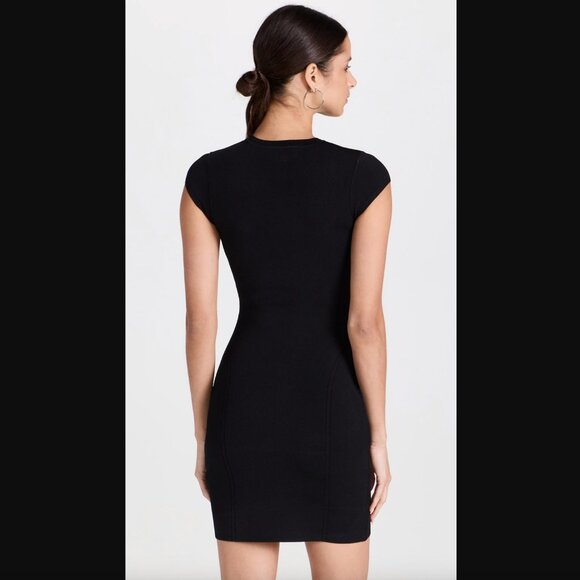 Victoria Beckham Body Conscious Cap Sleeve Fitted Knit Mini Dress in Black - Picture 3 of 12